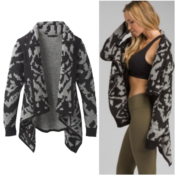 NEW! prAna Alberta Reversible Knit Sweater Gray & Black XS - Picture 1 of 13